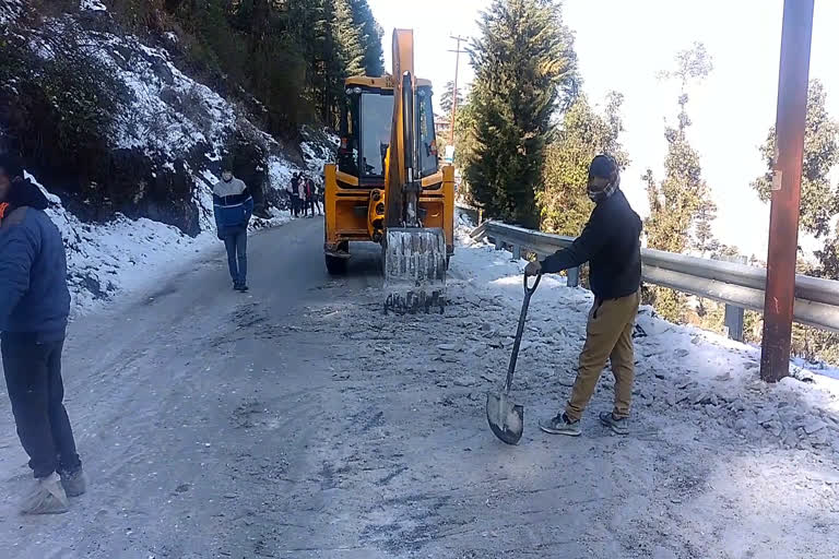 Frost On Road in Uttarakhand