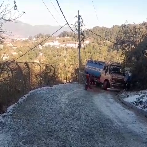 Frost On Road in Uttarakhand