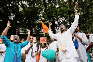 Hindu Monks of ISKCON protest in Bangladesh against Minority Violence