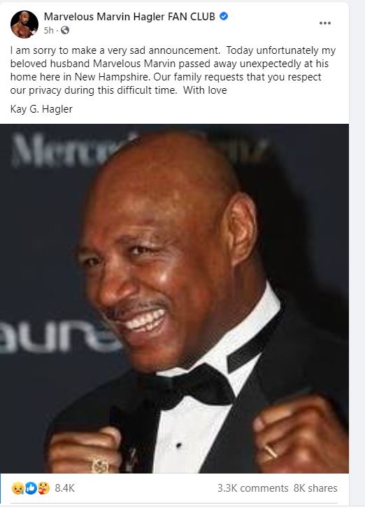 Marvin Hagler passes away