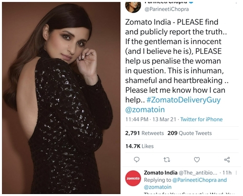 Parineeti Chopra urges Zomato to 'publicly report the truth'