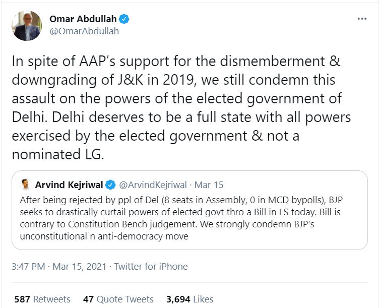 Omar Abdullah's tweet