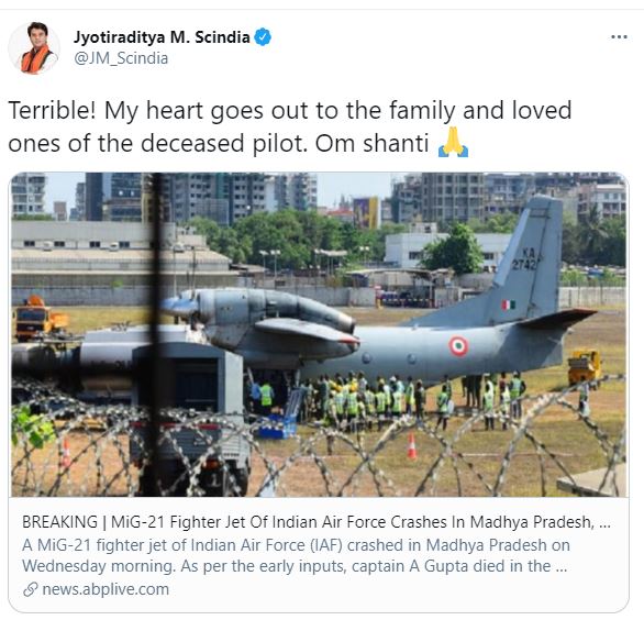 Scindia Tweet