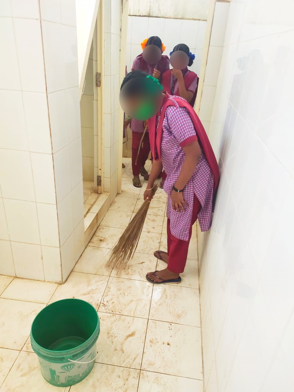 gurukula students doing sanitation works in toguta school