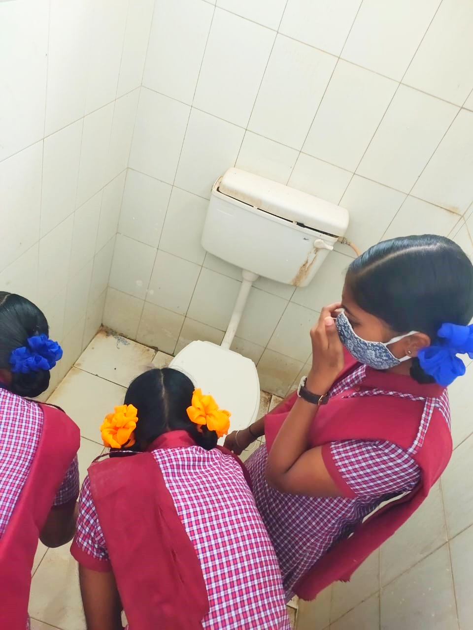 gurukula students doing sanitation works in toguta school