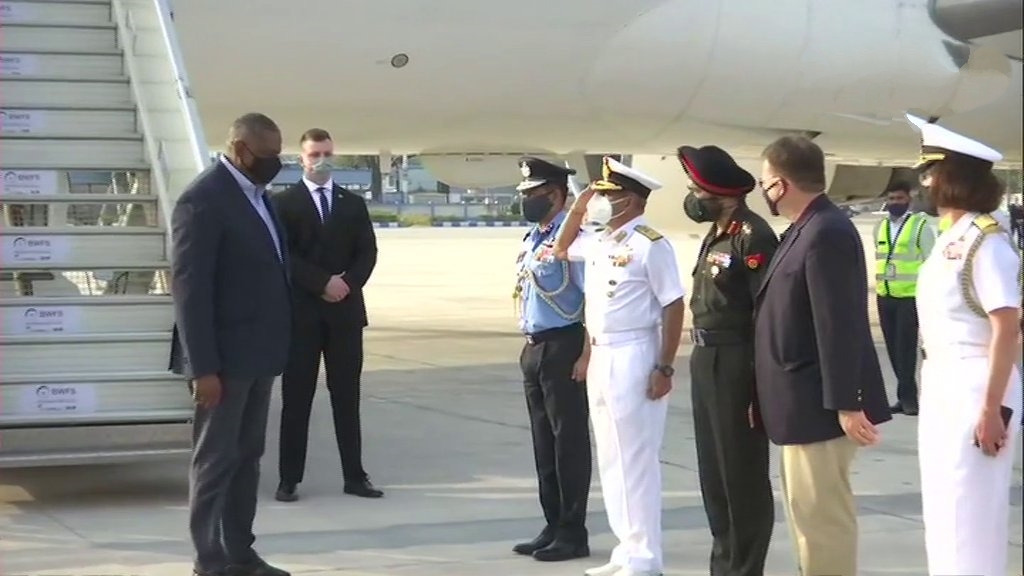 US Defence Secretary Lloyd Austin arrives in India