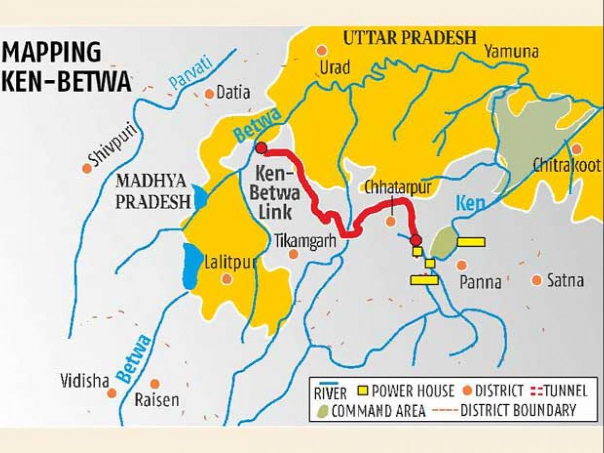 केन-बेतवा लिंक परियोजना का नक्शा