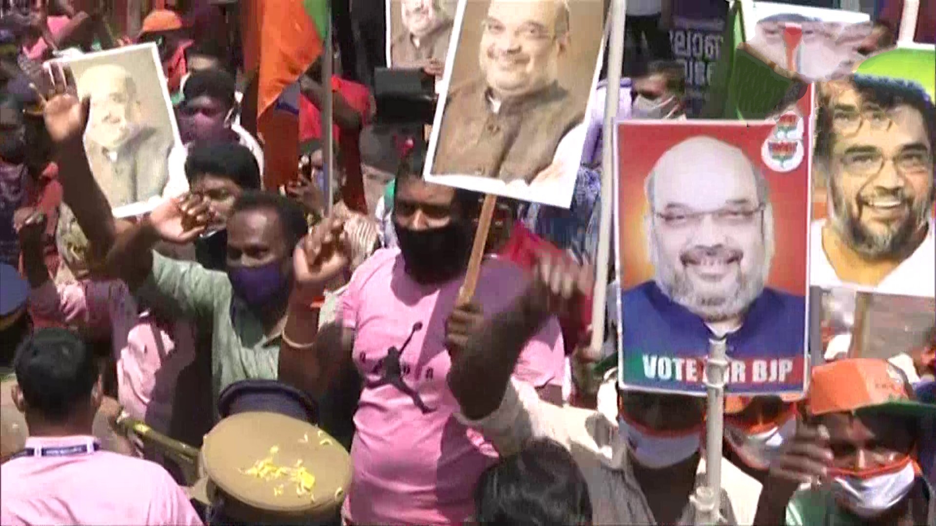 Union Minister Amit Shah hits streets, campaigns for BJP candidates in Kerala