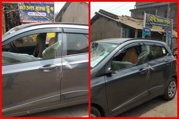 BJP leader Soumendu Adhikari's car attacked by goons in Contai