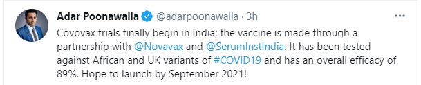 Adar Poonawalla Tweet