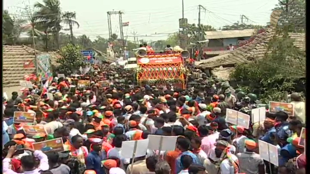 Union Home Minister & BJP leader Amit Shah holds a roadshow in Nandigram