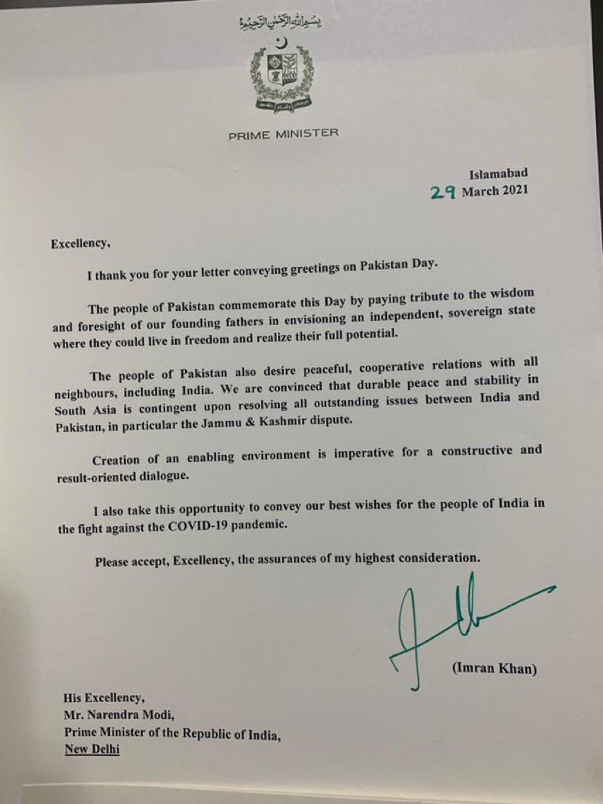 -Imran Khan reply on PM Modi letter