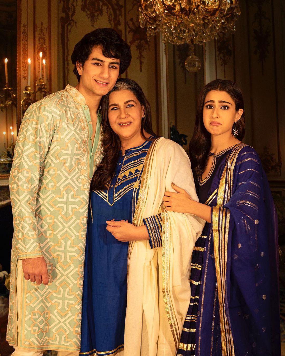 Ibrahim Ali Khan with mother Amrita Singh and sister Sara Ali Khan
