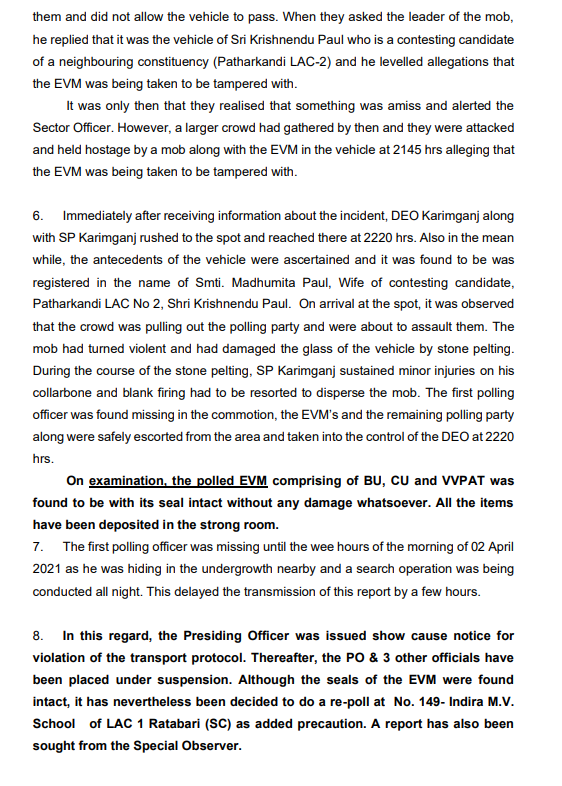 Factual report of Assam EVM event issued by EC