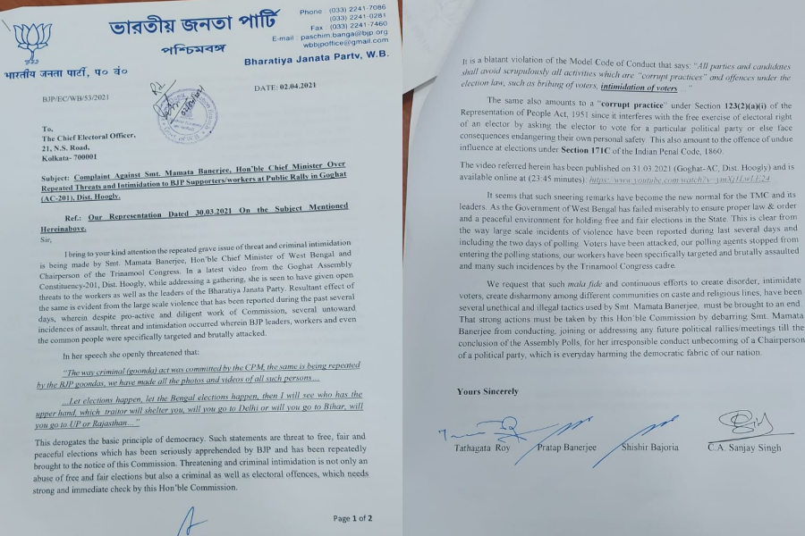 BJP files complaint against Bengal CM