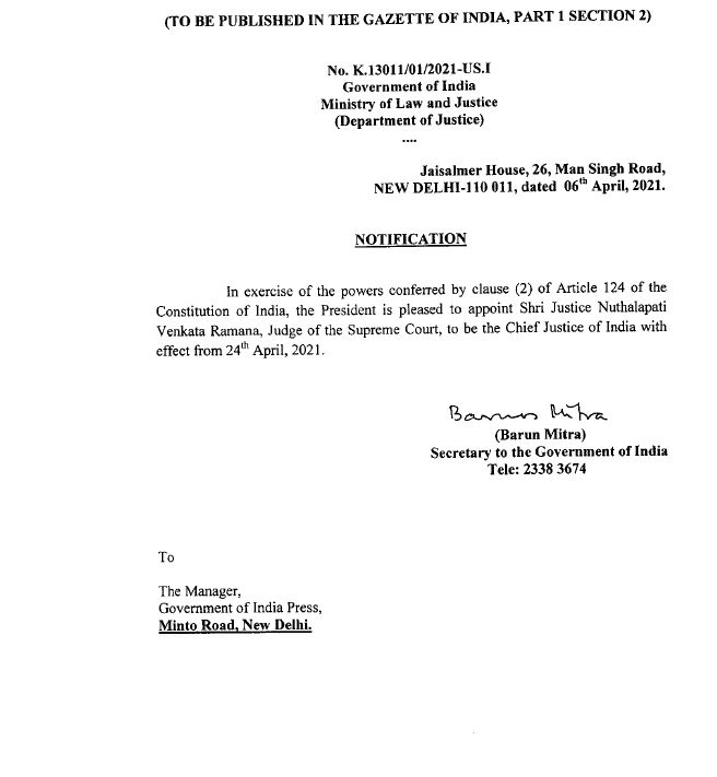 justice nv ramana appointed next chief justice of india