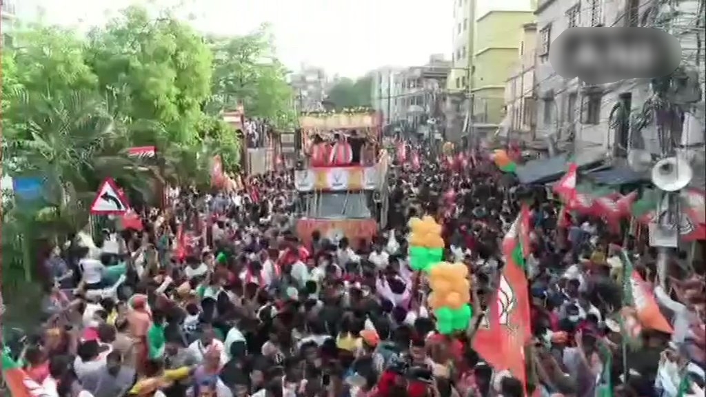 Union Minister and BJP leader Amit Shah holds a roadshow in West Bengal