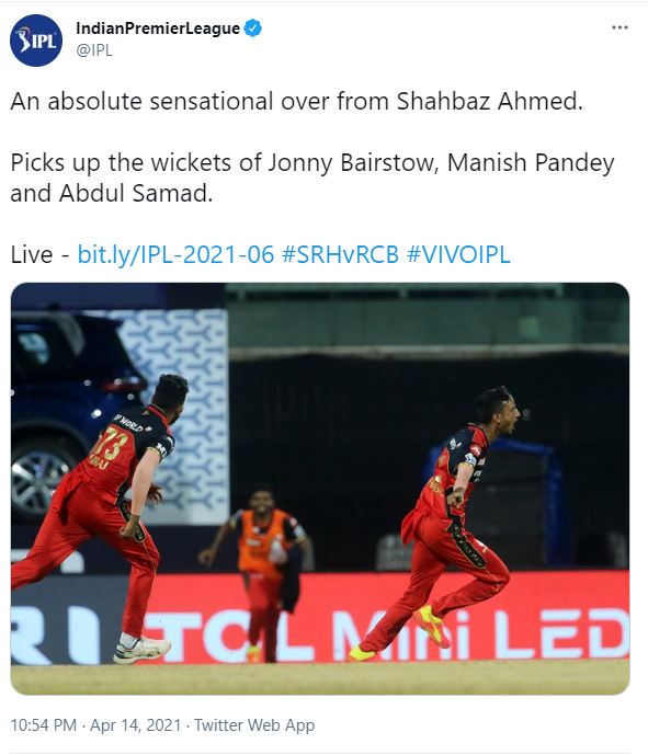 Shahbaz Ahmed, IPL 2021, SRH vs RCB