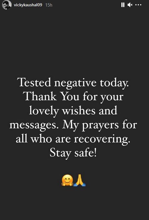 വിക്കി കൗശൽ കൊവിഡ് മുക്തൻ വാർത്ത  വിക്കി കൗശൽ കൊവിഡ് പുതിയ വാർത്ത  vicky kaushal covid news latest  bollywood actor vicky kaushal recovered covid news  വിക്കി കൊവിഡ് നെഗറ്റീവ് പുതിയ വാർത്ത  vicky kaushal tested negative corona news latest