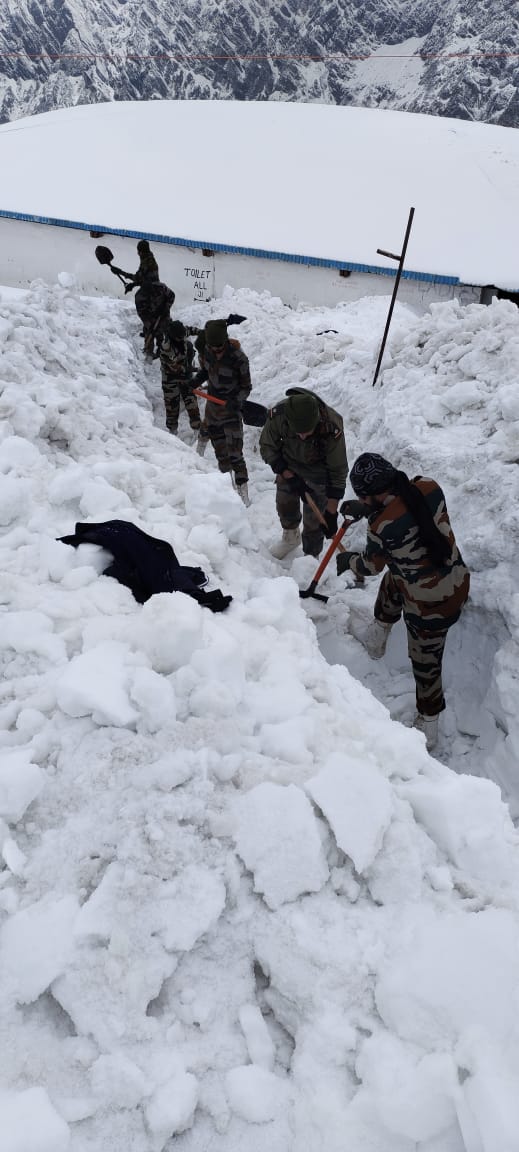 Hemkund Sahib covered with a sheet of snow