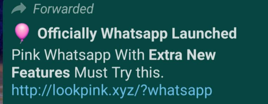 steal people personal data through link of Pink WhatsApp