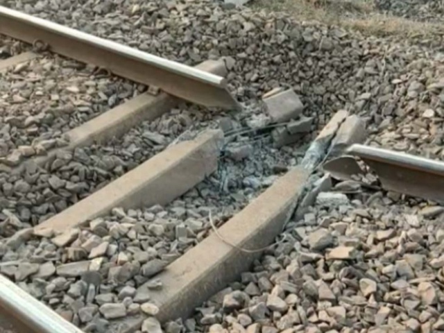 blast on railway track by naxalites in chaibasa