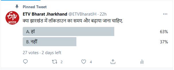 poll on lockdown extension in Jharkhand