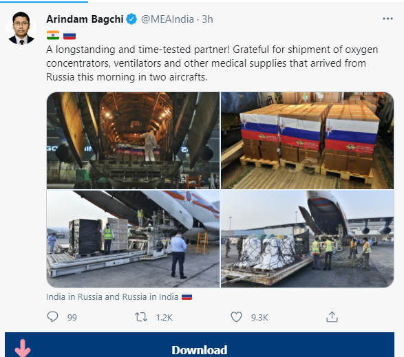 MEA spokesperson Arindam Bagchi tweet on Russian airlines