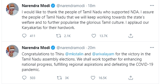 PM Modi congratulates DMK chief MK Stalin