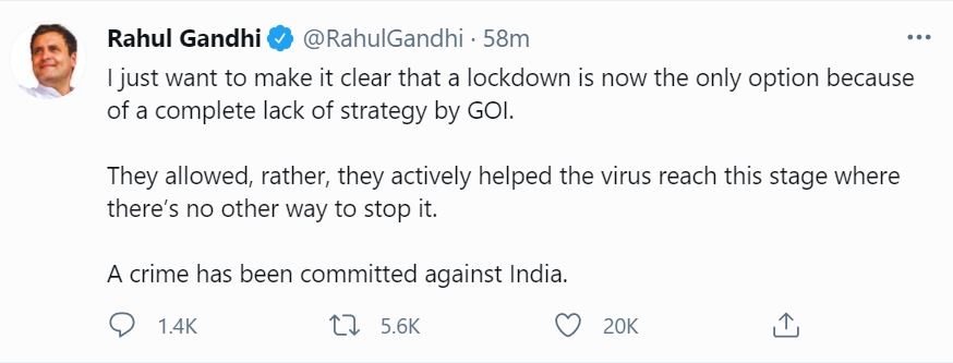 tweet of rahul