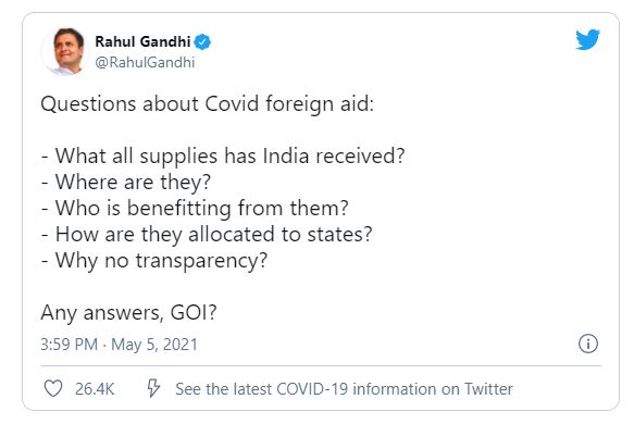 Why no transparency in COVID foreign aid data: Rahul Gandhi