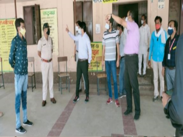 Officers inspecting the Covid Care Center