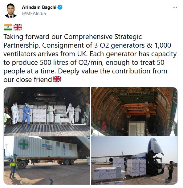 COVID-19: oxygen generators, 1,000 ventilators arrived from UK