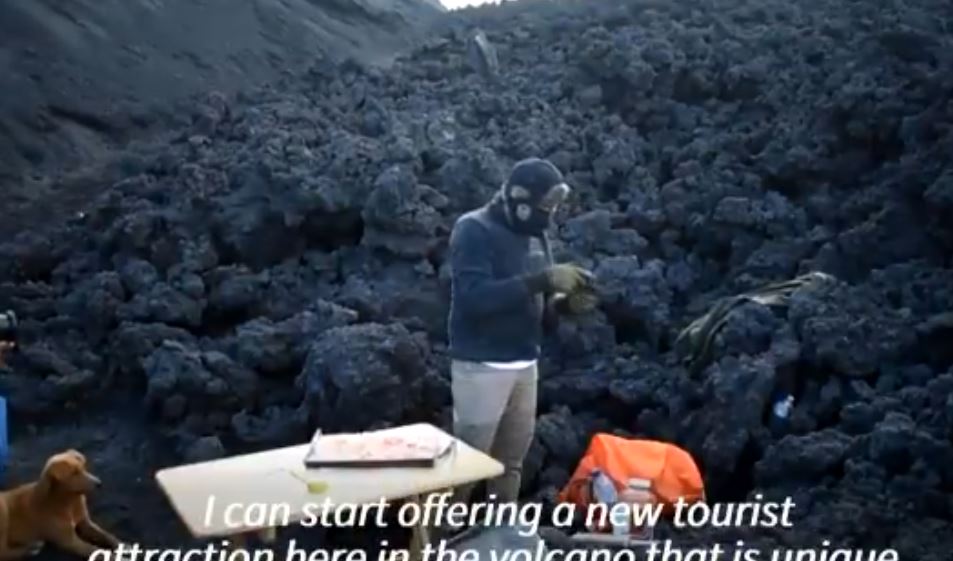 pizza on volcano