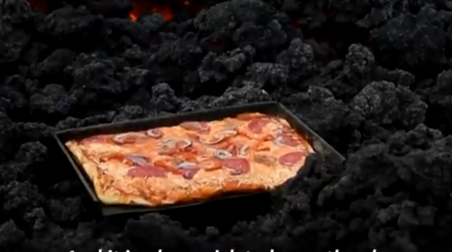 pizza on volcano