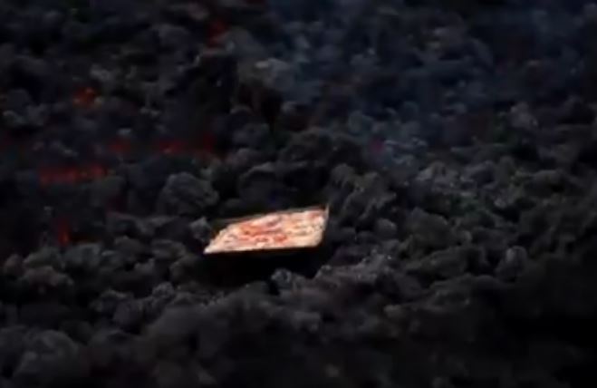 pizza on volcano