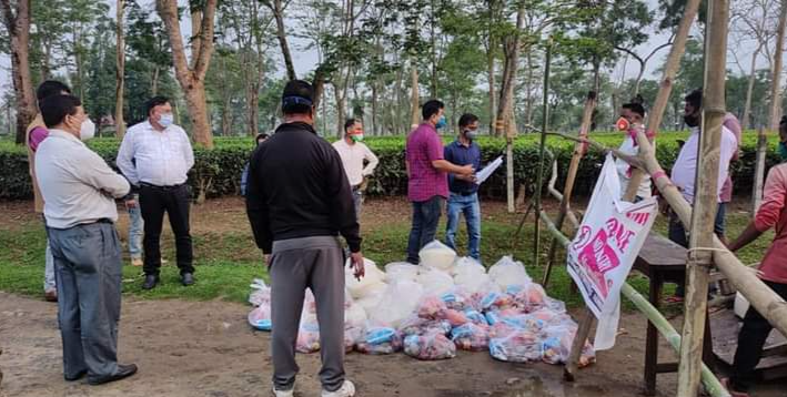 Food items distributed at domar dalang tea garden