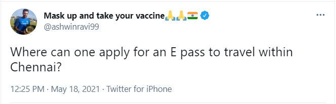 aswin tweet on e pass, ரவிச்சந்திரன் அஸ்வின் ட்விட்,  ரவிச்சந்திரன் அஸ்வின், அஸ்வின் ட்விட் டெலிலட், அஸ்வின் நீக்கிய ட்விட், அஸ்வின், தமிழக வீரர் அஸ்வின், ashwin, ashwin deleted tweet, cricket news, latest cricket update, epass, e registration, இபாஸ்