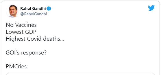 Rahul Gandhi's tweet