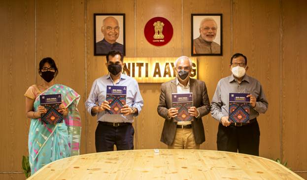 From right to left: Dr Vinod Paul, Member (Health);Dr Rajiv Kumar, Vice-Chairperson; Amitabh Kant, CEO; and Sanyukta Samaddar, Adviser (SDGs), NITI Aayog.