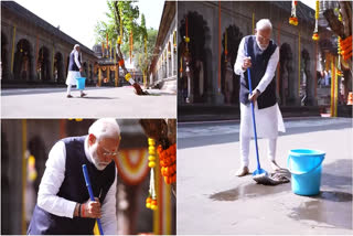 PM Modi mops temple floor