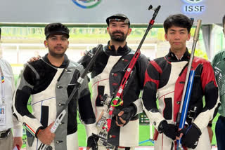 Indian shooters continue to dominate continental event as Akhil Sheron and Aishwary Pratap Singh Tomar clinched gold and a silver medal respectively in the men's 50m rifle three positions event of the Asian Olympic Qualifiers om Friday.