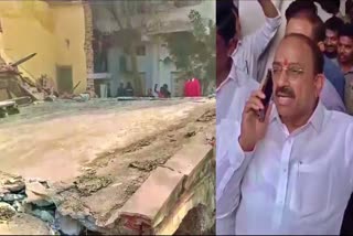 Minister Tummala Nageshwarao Visits Collapsed Library