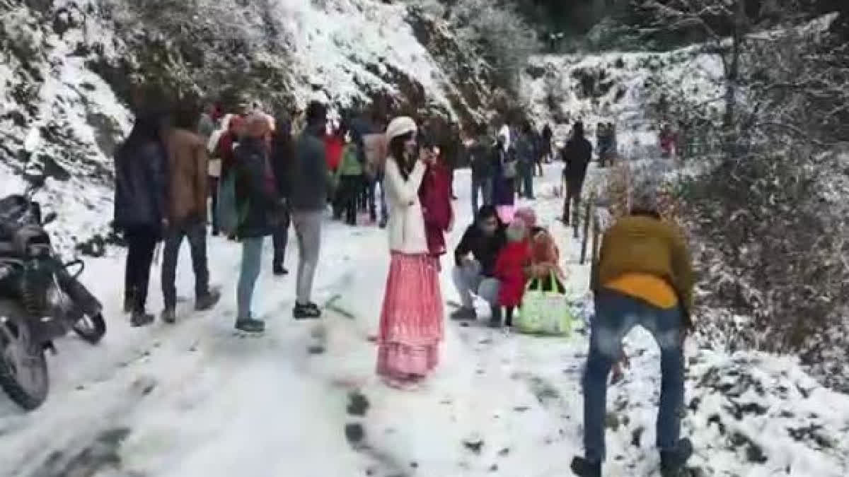 Snowfall Brings Cheers To Tourists In Nainital, Uttarakhand Town Turns Winter Wonderland