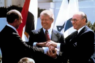 In 1977, Israel's new prime minister Begin opposed ceding Egypt's Sinai Peninsula, a lands it had conquered in the 1967 Mideast war. Egypt's Sadat broke with Arab leaders, leading to the Camp David Accords and peace treaty.