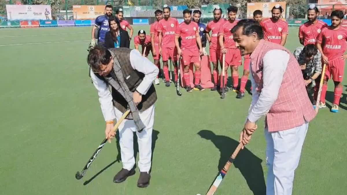 CM DHAMI PLAYING HOCKEY IN HARIDWAR