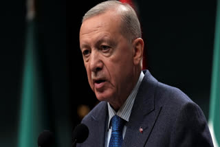 Turkish President Recep Tayyip Erdogan, speaks during a joint press conference with Syria's interim President Ahmad al-Sharaa, following their meeting at the presidential palace in Ankara, Turkey, Tuesday, Feb. 4, 2025.