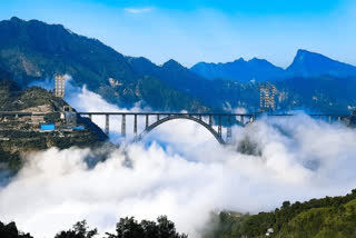 A beautiful view of Chenab Railway Bridge.