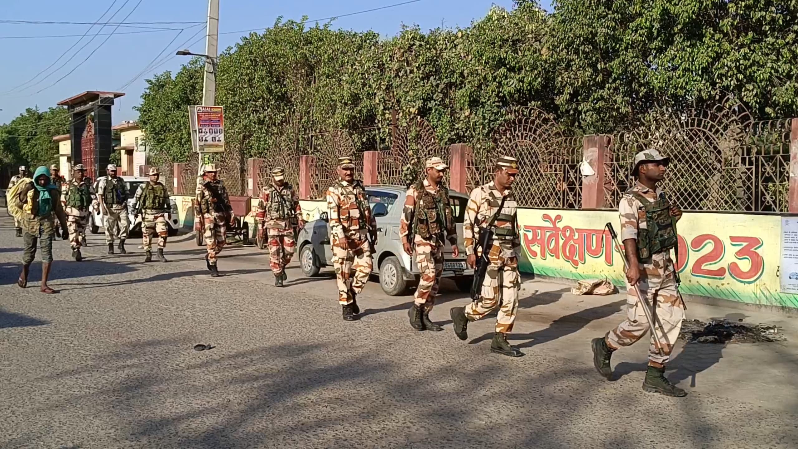 Flag march in Bettiah