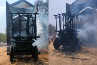 A fire to the chariot of the temple  Department of Religious Endowments  Tumakuru Kalleshwar Swamy Temple